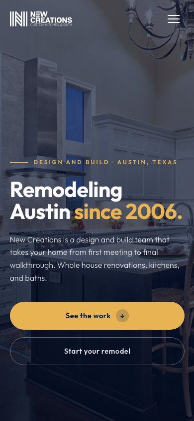 The new homepage on a phone