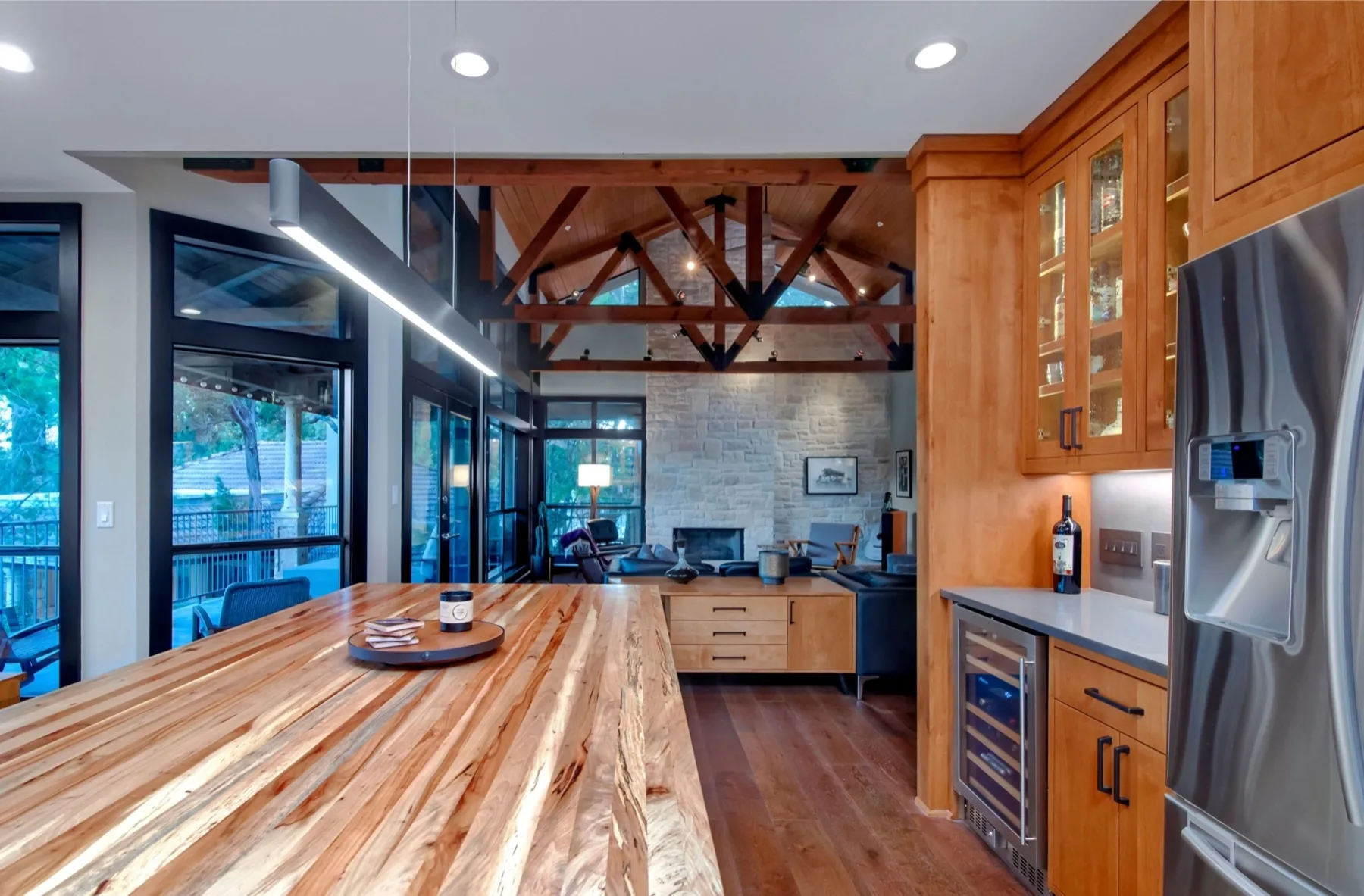 A whole house renovation in Rollingwood with exposed timber trusses